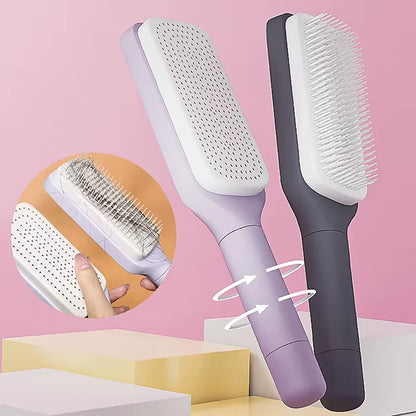 4 In 1 Self Cleaning Hair Brush New Self-Cleaning Anti-Static Massage Comb Scalable Rotate Lifting Self Cleaning Hairbrush