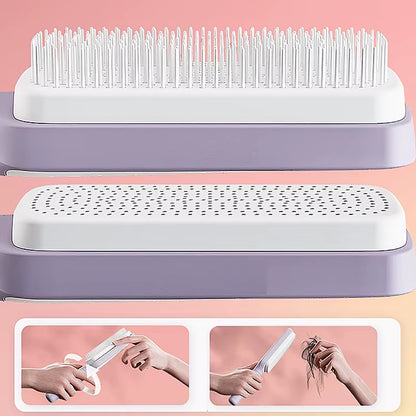 4 In 1 Self Cleaning Hair Brush New Self-Cleaning Anti-Static Massage Comb Scalable Rotate Lifting Self Cleaning Hairbrush