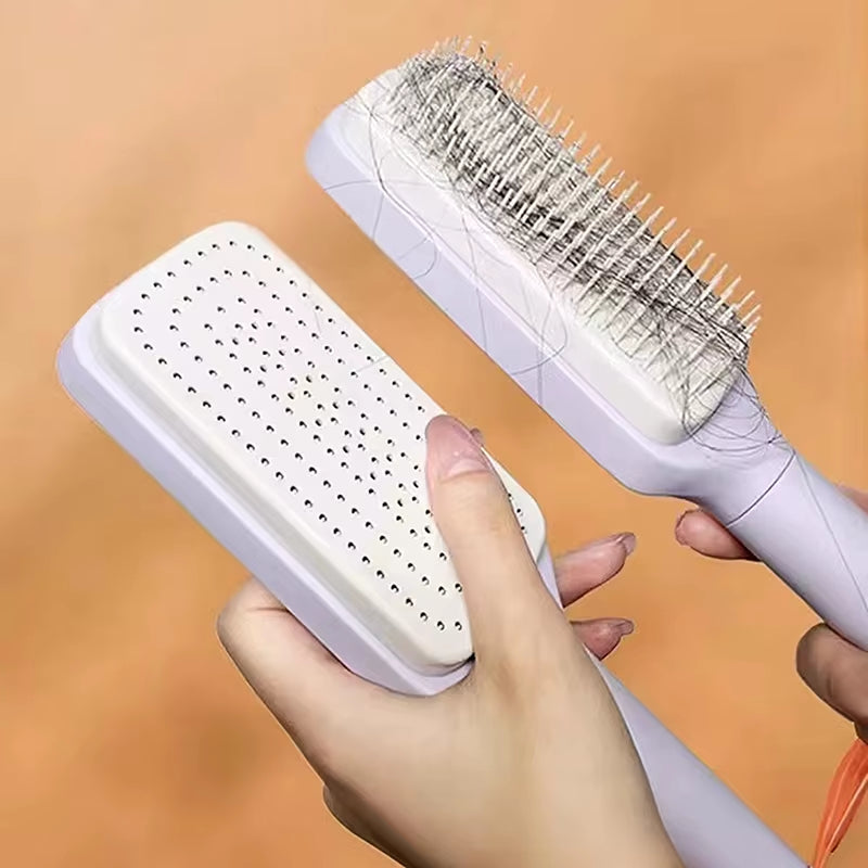 4 In 1 Self Cleaning Hair Brush New Self-Cleaning Anti-Static Massage Comb Scalable Rotate Lifting Self Cleaning Hairbrush
